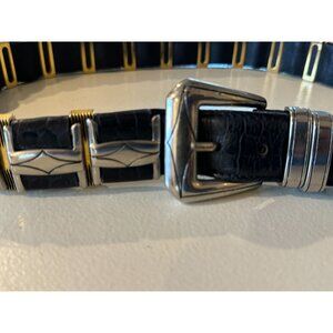 Nanni Italy Size 36 Stunning Black Leather Belt